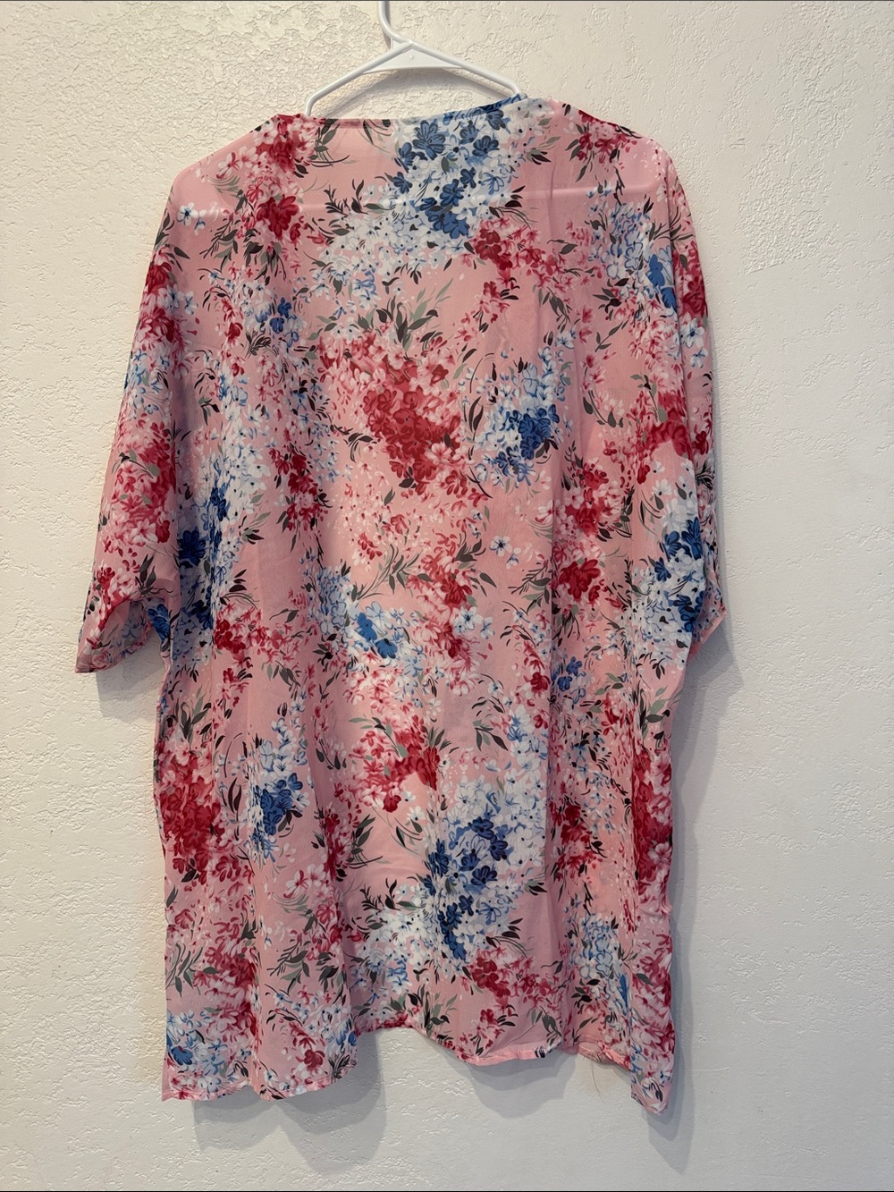 Pink Floral Open-Front Tunic Kimono Jacket - Picture 14 of 15